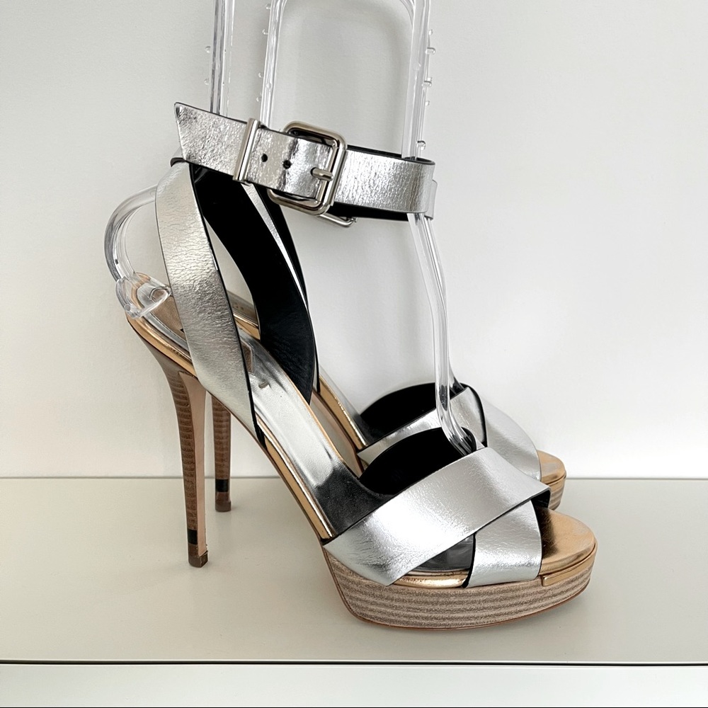 FENDI Silver Platform Stiletto Sandals EUC 40